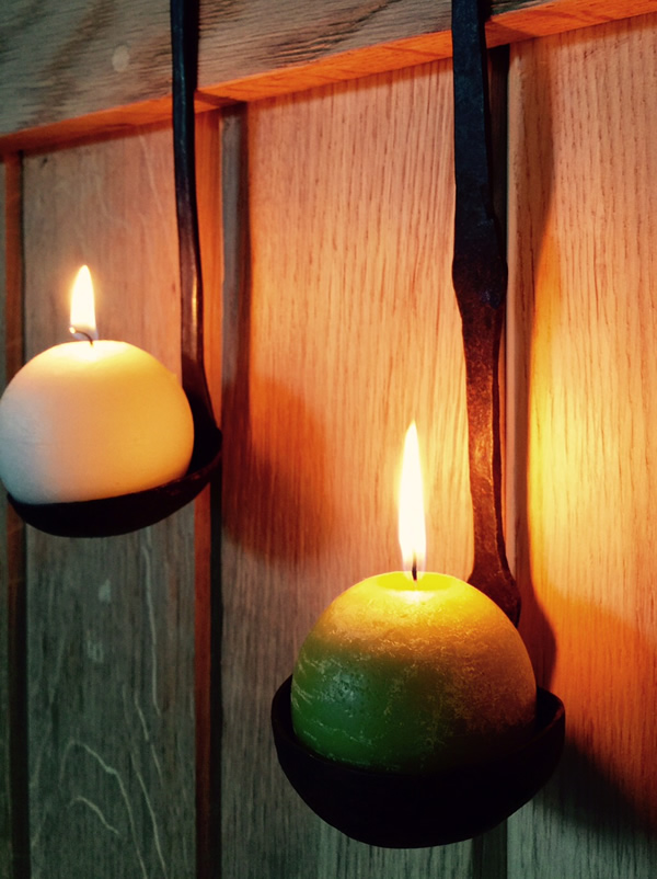 Indian Iron Spoon Candle Holder